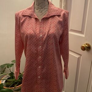 Talbots Pink and White Geometric Top